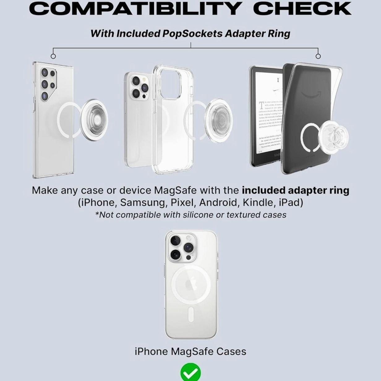 Emotional Support Kindle MagSafe Phone Grip: Pink Heart BookTok Reader Phone Holder, Cute Coquette Book Lover Gift, Phone or Kindle Popgrip