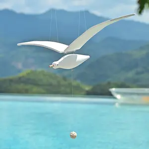 【February Faves】Hanging Flying Flapping Seagull Wooden Seagull Collectible Modern Soaring Seagulls Hanging Ornaments for Dorm Restaurant Apartment Decor