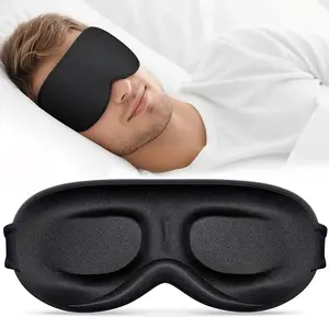 Vynix Sleep Mask for Men Women - 100% Blackout Eye Masks - 3D Soft Sleeping Mask for Side Sleepers - Zero Pressure Lash Extensions Eye Cover - Airplane Travel Essentials - Black - Foam, Silky