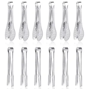 12PCS Premium Small Serving Tongs, Mini Stainless Steel Appetizer Tongs for Tea Party, Coffee Bar, Wedding, 5 Inch, 5.2 Inch