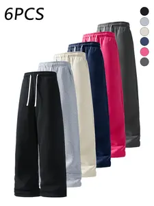 6-pack men’s loose straight sweatpants with adjustable drawstring elastic waistband, soft breathable fabric, versatile casual pants for all seasons