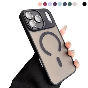 [Free!!Ship!] Camera Lens Protection Mag Safe Frosted Case for iPhone 17 Pro Max 16 15 14 13 Translucent Matte Shockproof Protective Phone Cover