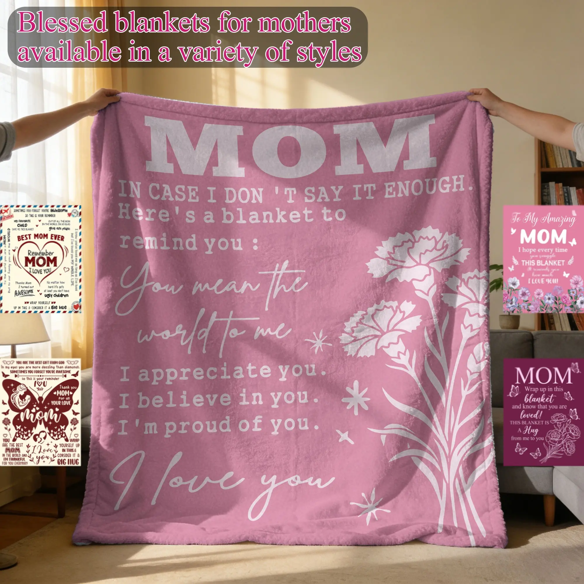 Warm Gift for Mom, Heartfelt English Blessing Flannel Blanket, Cozy Blanket Throw, Soft Warm Blanket, Mothers Blanket, Mother's Day Birthday Present, Multiple Styles Available, Home Sofa Cover