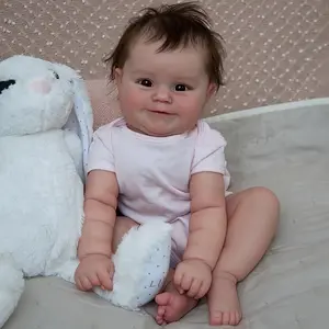 Tribadia 20inch So Realistic Rooted Hair Sweet Smile Lifelike Newborn Doll Full Body Silicone Vinyl Made Anatomically Correct Realistic Halloween Christmas Gift