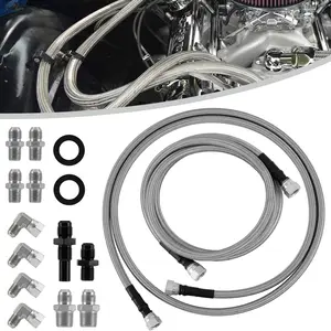 70" Flexible SS Braided Transmission Cooler Lines Kit - 6AN Fit for GM 4L60E 4L65E 4L80E TH350 TH400