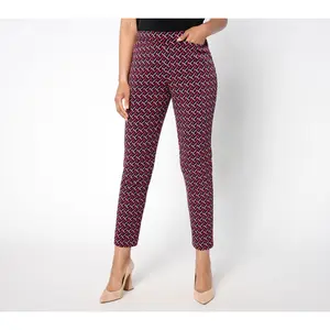 GRAVER Susan Graver Petite Printed LK Fusion Ava Slim Pants