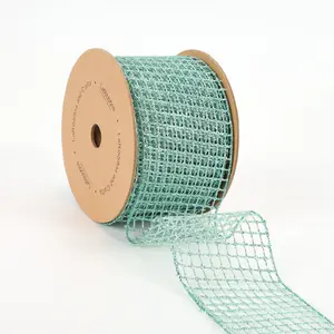 2 1/2" Wired Ribbon | "Netting" Turquoise | 10 Yard Roll mesh wreath making Christms tree decor Christms Ribbon