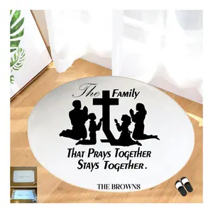 Personalized Prayer Mat-"THE FAMILY THAT PRAYS" uniquely PERSONALIZED with your Name | Non-slip | Anti-skid | Indoor | Prayer Room | Bedside | Christian Gift