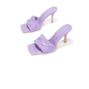 PURPLE WAVE IT High Heel Strappy Sandals in Purple with Textured Design and Elegant Style - Snack
