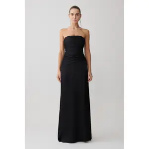 Serena Strapless Taffeta Maxi Dress - Black