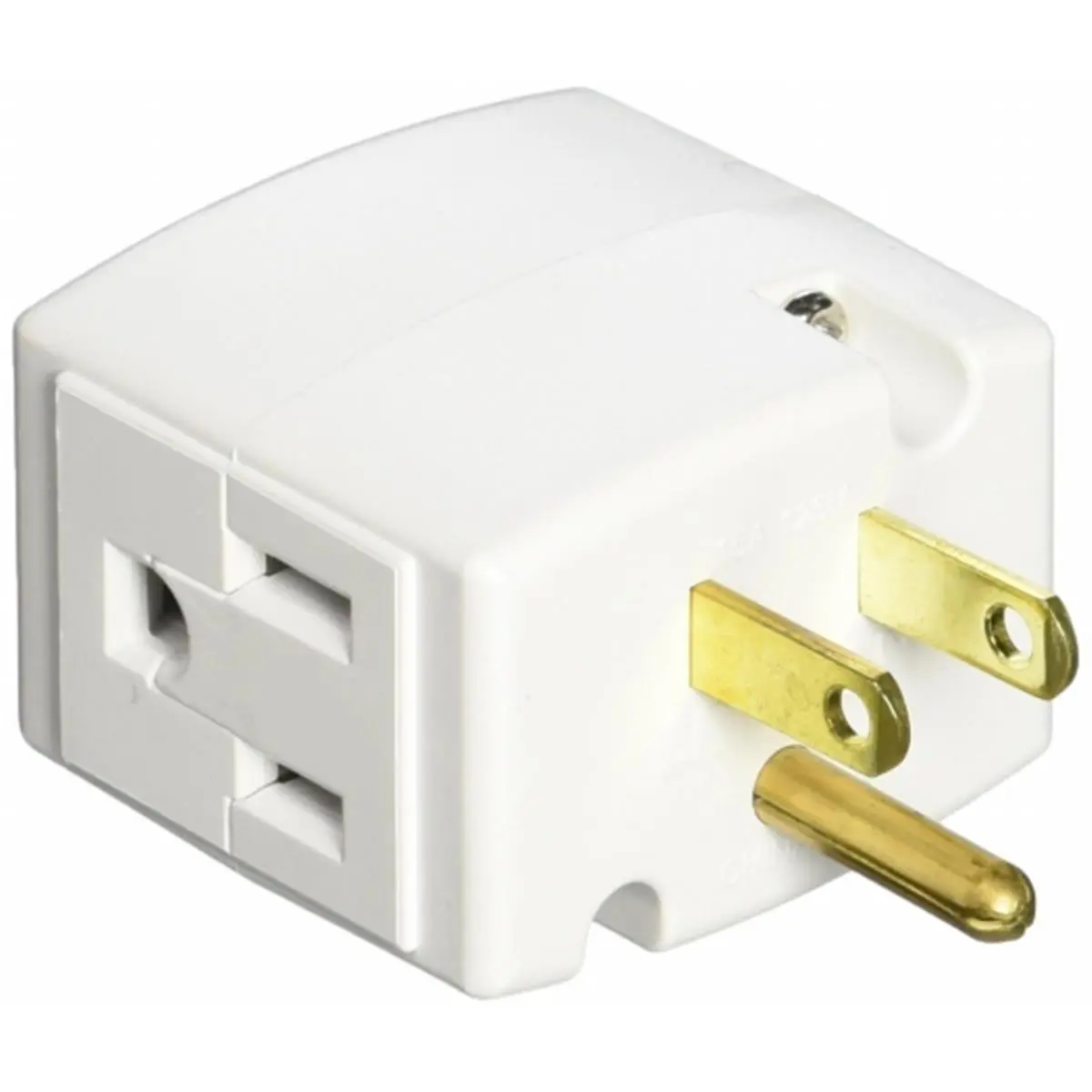 212 MAIN Leviton Grounded Triple Cube Ground Adapter, 15A Rating, White Plug