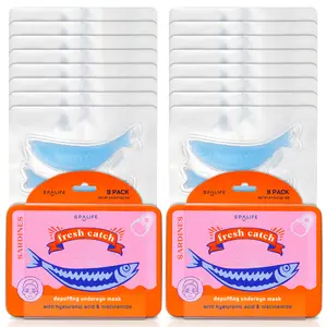 SpaLife Fresh Catch Sardine Under Eye Patches – 2 Pack (16 Pairs Total) | Hyaluronic Acid & Niacinamide for Puffiness, Dark Circles & Hydration | Depuffing Eye Mask