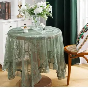 Floral Lace Tablecloth, 1 Piece Romantic Exquisite Embroidered Tablecloth, Table Decoration Supplies for Home Kitchen Dining Room, Picnic Table Cover