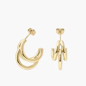 tiered huggie hoops