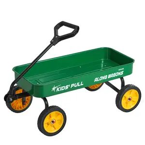 VEVOR Pull-Along Wagon for Kids, 39 inch Toddler Wagons, Supports up to 176 lbs, All-Terrain Wagons with Handle, Utility Wagon Cart Birthday Present for Kids Gardening Beach Camping, Green