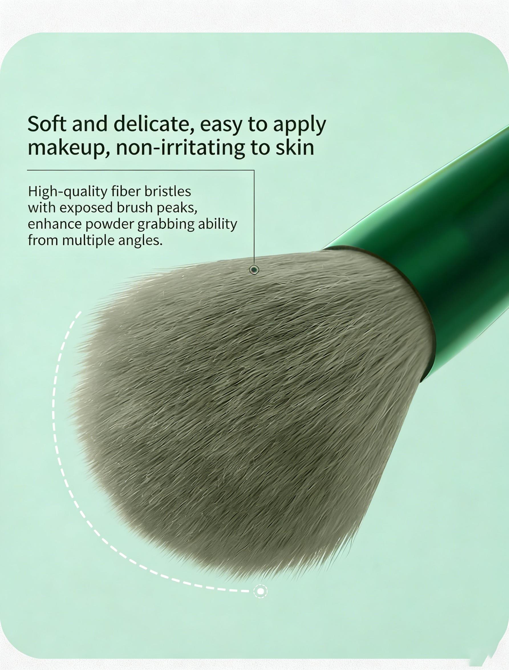 13Pcs Four Seasons Green Makeup Brush Set, Soft Synthetic Fiber Brushes for Powder Blush Eyeshadow Highlighter, Complete Beauty Tools