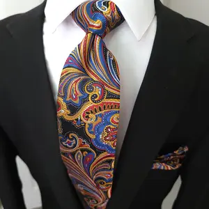 Gold Navy Blue Silk Tie Pocket Square Set