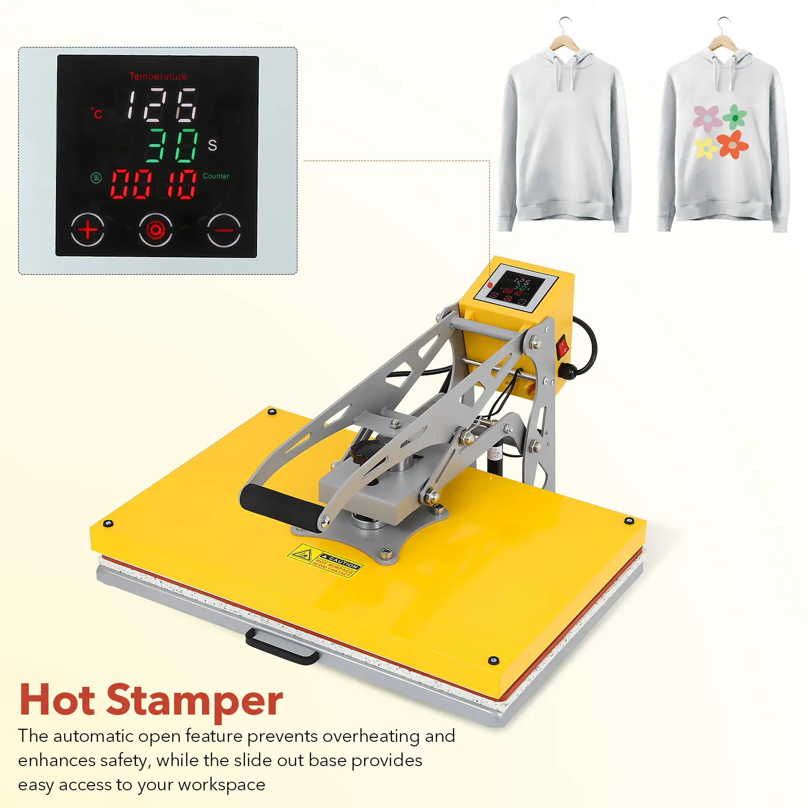 Magnetic Semi Automatic Heat Press Machine, Digital T Shirt Heat Press for Clothing Printing, Sublimation Transfer Machine for Shirts, Hats & DIY Crafts