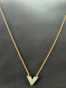 Pre-owned Louis Vuitton Strasse V Crystal Necklace Gold Plated Chain Jewelry for Stylish Wear by Legitmark