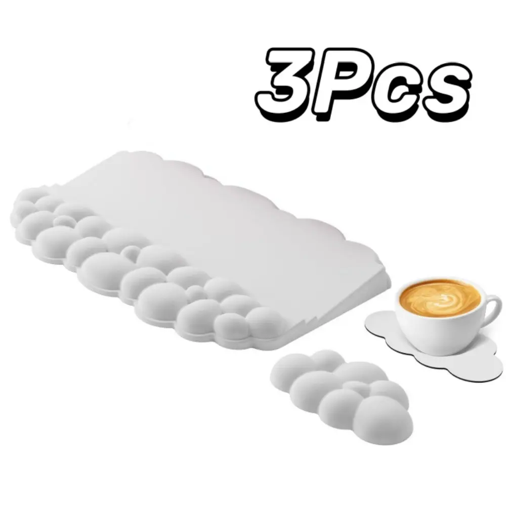 3-Pack Ergonomic Wrist Rest Set for Keyboard and Mouse - Soft Memory Foam Computer Peripherals Pad, 13.3° Forearm Tilt, Odor-Free PU, Cute Look, Supportive, Easy Typing, Pain Relief, Fits 18" Keyboards, for Office Use, Work