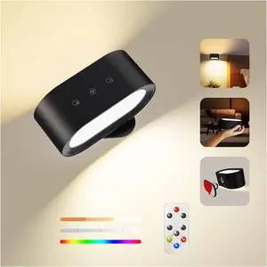 UP&Down LED Wall Sconce, Removable  Wall Mounted Lamps with  Operated, RGB Ambience Lights, 3 Color Temp, 4 Brightness, 1H Timer, Touch&Remote Control, Wall Lights for Reading