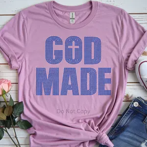 God Made Rhinestone Heat Transfer