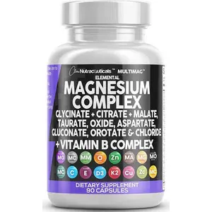 Clean Nutraceuticals Magnesium Complex with Glycinate, Citrate, Malate, Taurate, Oxide, Aspartate, Gluconate & More for Men & Women Supplement Capsules – MultiMag