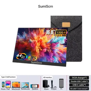 Portable Monitor 16" 1200P Affordable Laptop Screen Extender FHD IPS TV Amazon HDR Display Built-in Speaker HDR Display, Ultra-Slim, Plug&Play For Laptop PC Mac Xbox PS4/5, Gaming