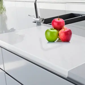 KOKK 18"x14" Clear Acrylic Cutting Board for Countertop with Lip - Kitchen Chopping Board Knives