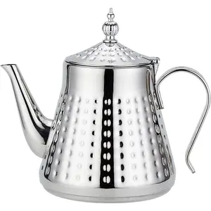 1.2L(40oz) Stainless Patterned Teapot With Removeable Infuser,Loose leaf cover,Silver