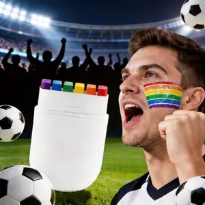 2PCS 3-color/6-color Pride Moon facial decoration, multi-color optional facial support decoration, safe, non-toxic, smooth and long-lasting color rendering, skin friendly and easy to clean body painting stick, suitable for sports events and Pride Moon