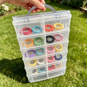 6-Layer 24-Compartment Transparent Plastic Stackable Storage Box with Handle, for Jewelry, Beads, Craft Supplies, Nail Art Additions, Toy Car Models, Collectibles, Hobbyist Organizer, Birthday Gift for Wife, Christmas, New Year Present
