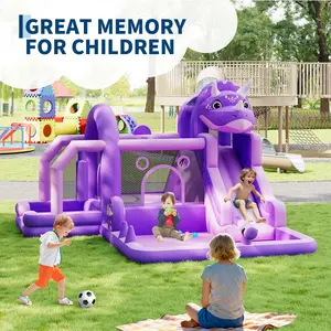 Garvee Dinosaur-Themed Inflatable Bounce House for Kids – Large Bouncy Castle with Slide, Climbing Wall, Ball Zone – Durable Oxford Cloth – Indoor/Outdoor Backyard Play – Air Blower Included – 250 lbs Capacity