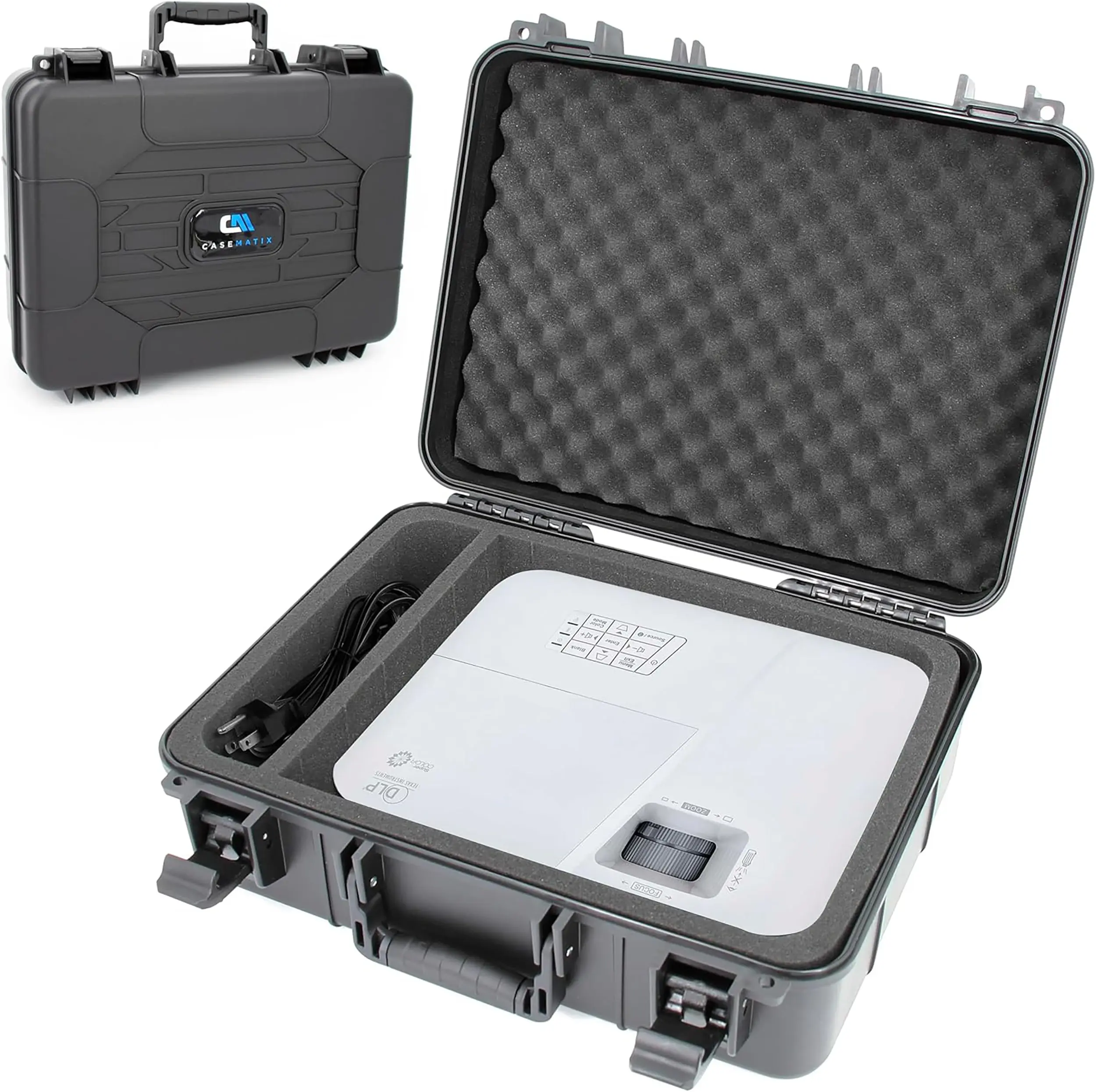 CASEMATIX Durable Projector Travel Case for ViewSonic PA503S PA503W PA503X PG703W PG703 with HDMI Cable & Remote Adjustable Foam Storage Dustproof Shock-Resistant