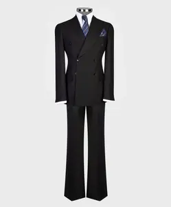 Black Double Breasted Suit w/ Flared Leg
