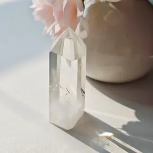 Natural Clear Quartz Crystal Point Wand Crystal Tower Single Termination Quartz Wand for Home Desk Meditation Decoration  6-7cm