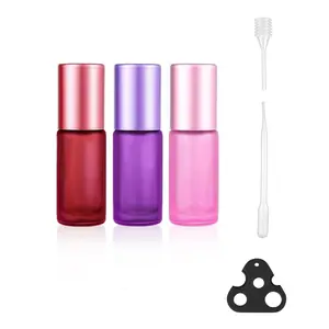3/5 Pack Essential Oil Roller Ball Glass Bottles, 5ML Empty Roll on Bottle with Opener Funnel and Dropper, Stainless Steel Roller Head, Travel Bottles, Travel Container Bottle