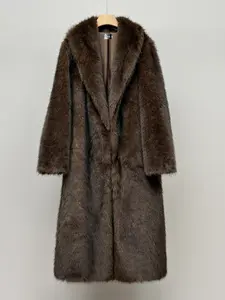 Women's Solid Color Open Front Faux Fur Coat, Elegant Long Sleeve Waterfall Collar Outerwear for Fall & Winter, Women's Clothing for Daily Wear,  Clothing for Women