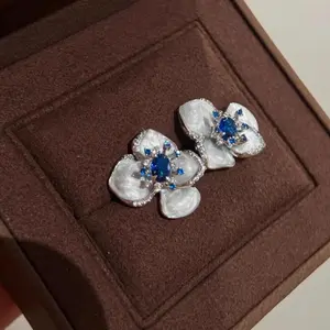 3D Orchid Sparkling Stud Earrings, Super Fairy & Elegant Luxury Earrings, Vacation Style Accessories, Niche Elegant & Luxurious Jewelry