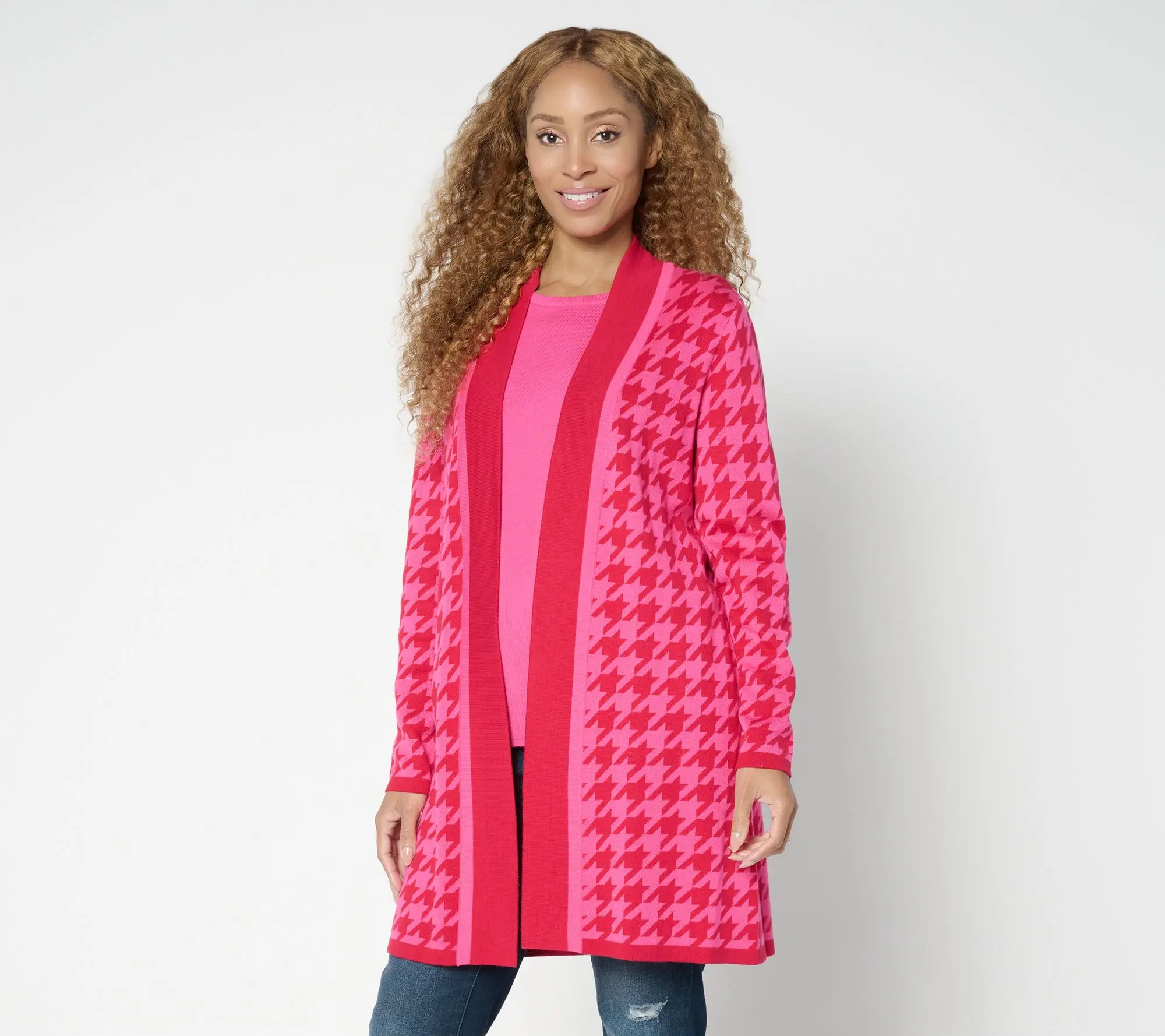 Brandis Dress Out Loud Petite Houndstooth Duster Cardigan Brandis Dress Out Loud Petite Houndstooth Duster Cardigan