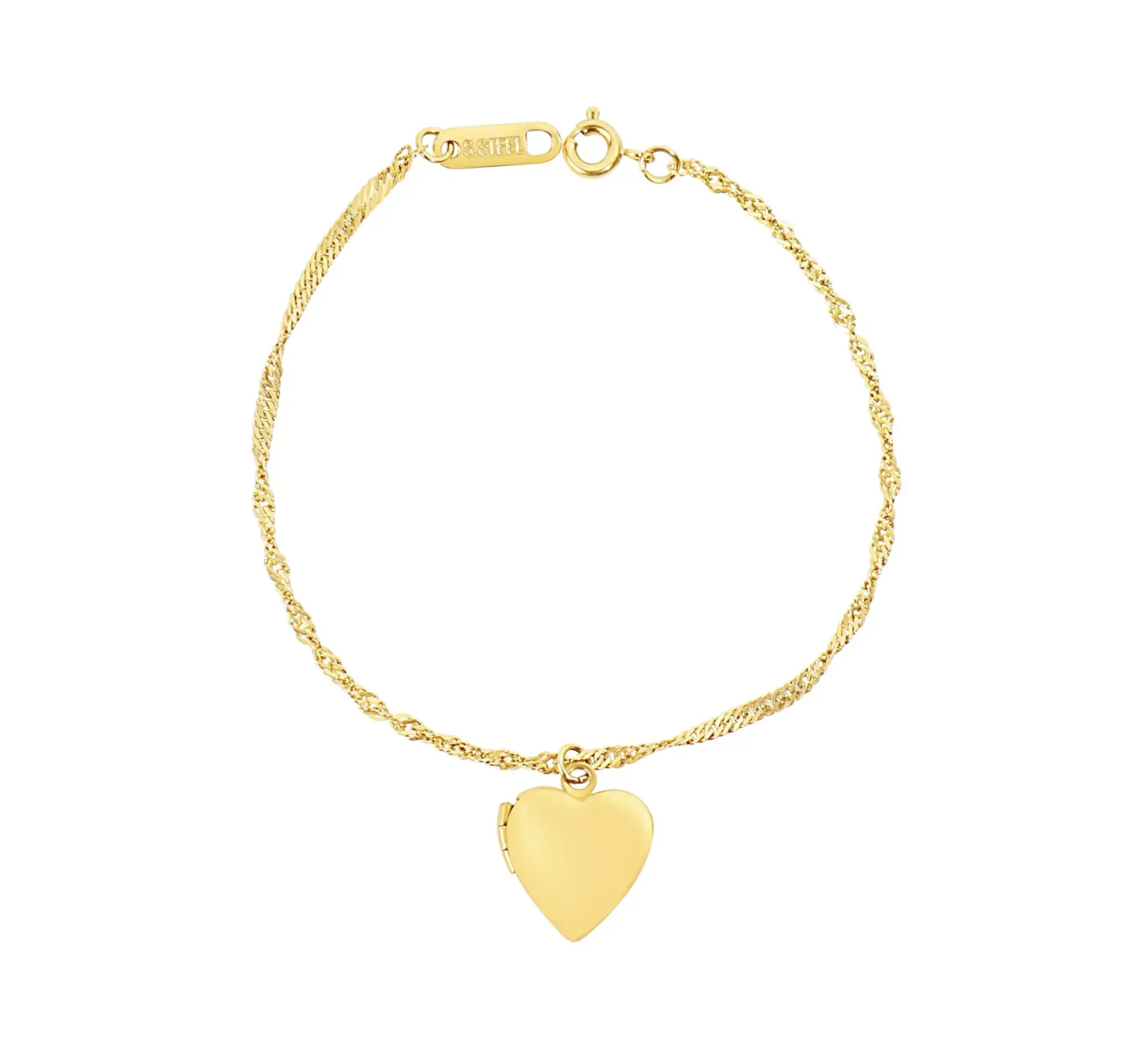 Gold Custom Heart Locket Bracelet