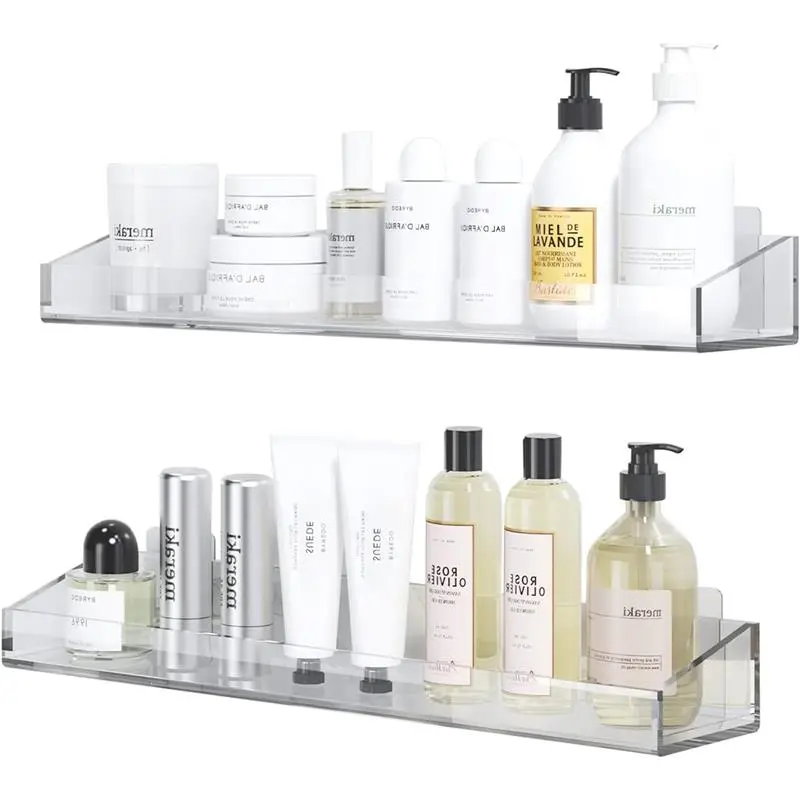 Pack Acrylic Bathroom Shelf Wall Mounted No Drill Thick Clear Storage Display Shelf 15.7inch Fast Shipping Factory Sealed