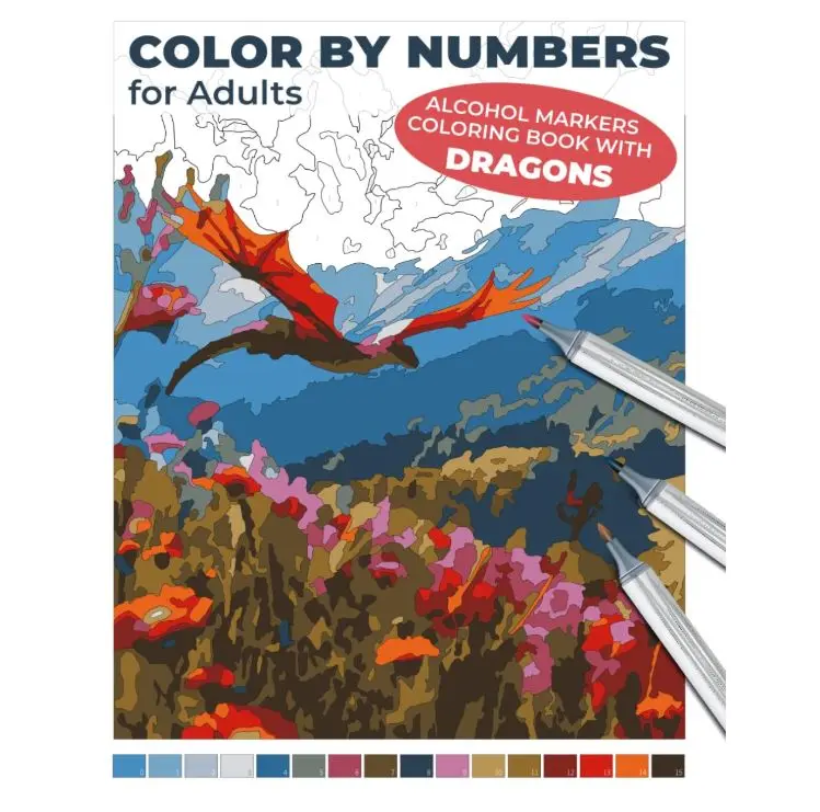 Alcohol Markers Coloring Book with Dragons: Color by Numbers for Adults: Mythical Creatures in Relaxing Landscapes (Color by Numbers for Adults: An Alcohol Marker Coloring Book)
