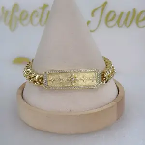 Elegant Esclava Bracelet #0218 - 14k Laminated Gold, Hypoallergenic, 3 Layers Protection, 7.5 Inch Length