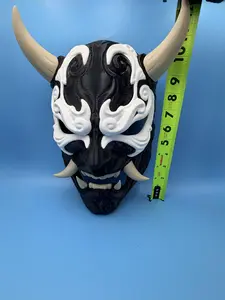 Japanese-Inspired Oni Demon Mask | 3D Printed Cosplay / Display Mask | Black & Bone
