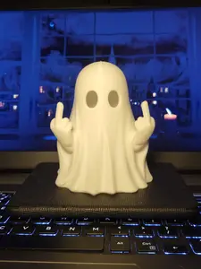 Halloween "Finger" Ghost Figurine Spooky 3D Printed Middle Finger Ghost Decor Cute & Edgy Indoor Outdoor Halloween Decor Made in USA 5.25" H x 4" W x 8" D