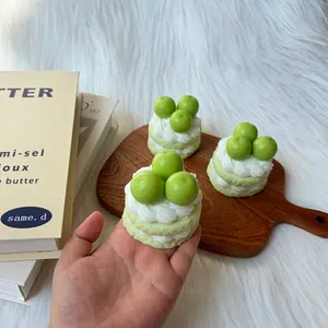 [Classic Squish Texture] taba squishy Green Grape Cake, Fidgets Toy for Stress Relief & Fun – Perfect for Party, Birthday, Holiday & Christmas Gifts – Silicone Material [172g]