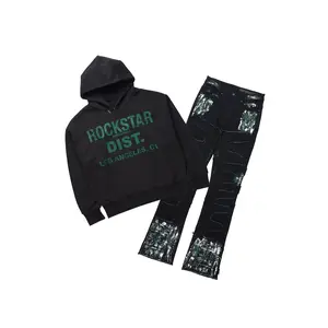 Saxon Black/Green Hoodie/Stacked Flare Jean Set