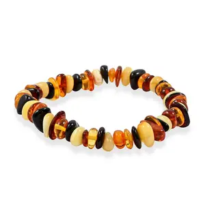 Multi Color Baltic Amber Beaded Stretch Bracelet