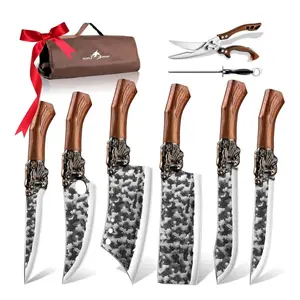 Purple Dragon Kitchen Knife Set, 8-Piece Chef Knives with Carry Bag, Ideal for Home Cooking, Camping & BBQ, Perfect Gift for Men